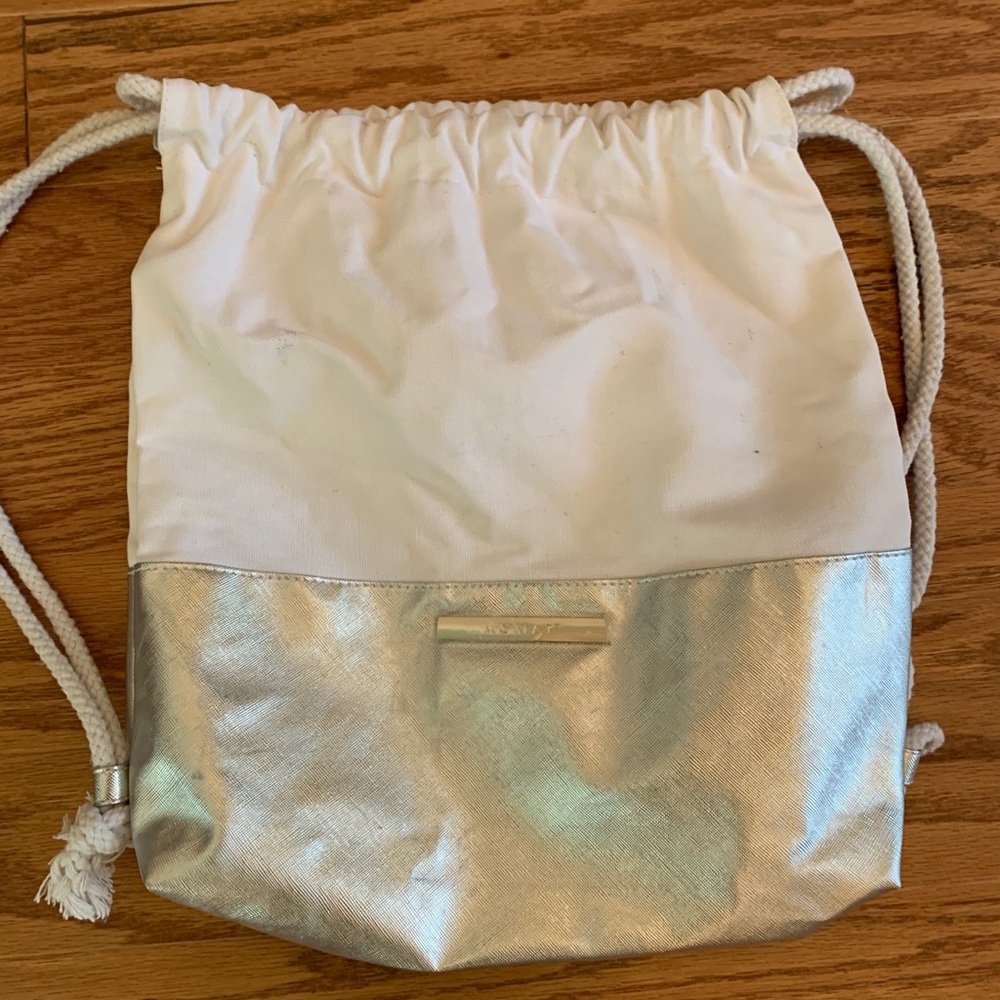 Drawstring backpack style bag.